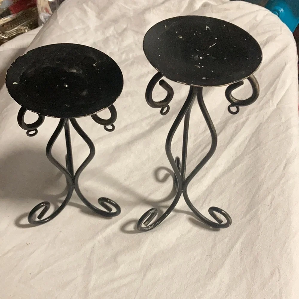 Wrought iron retro 70’s style Mediterranean candle holders